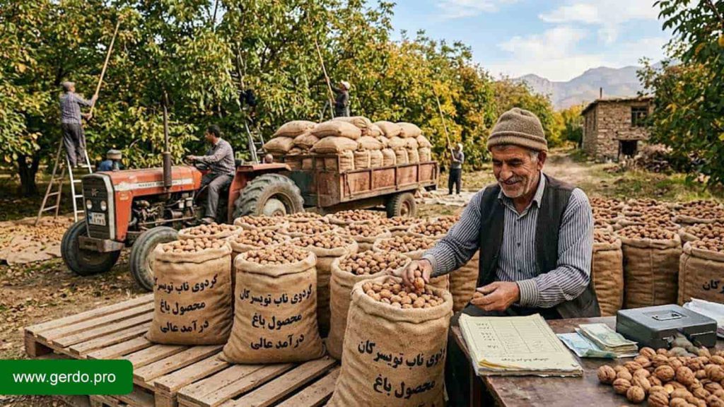 درآمد باغ گردو و باغ گردوی پربازده با نهال های اصلاح شده
